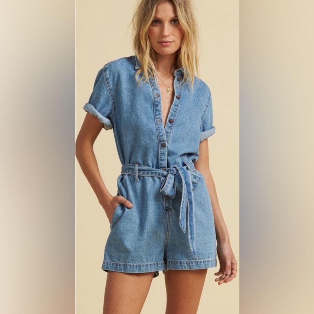 NWT Billabong x The Salty Blonde Denim Romper